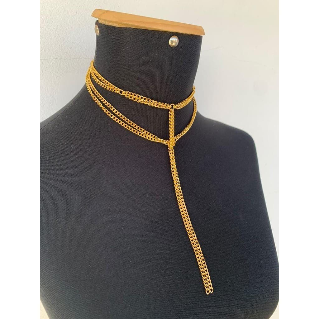 Colares modelo gravata banhado a Ouro colares elegantes