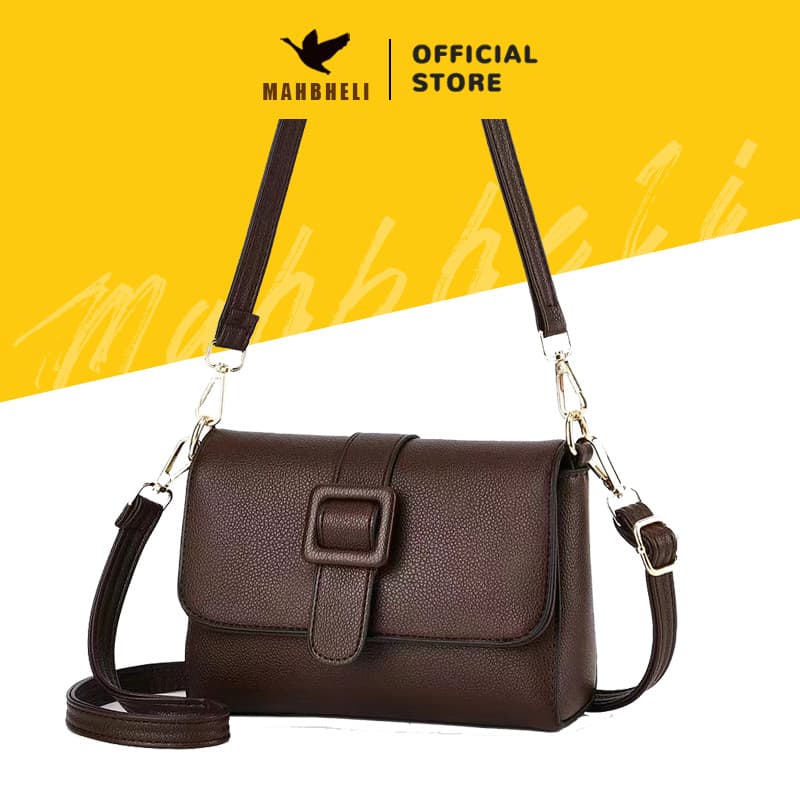 MAHBHELI Bolsa Feminina em Couro Macio - Bolsa Quadrada Transversal com Fivela