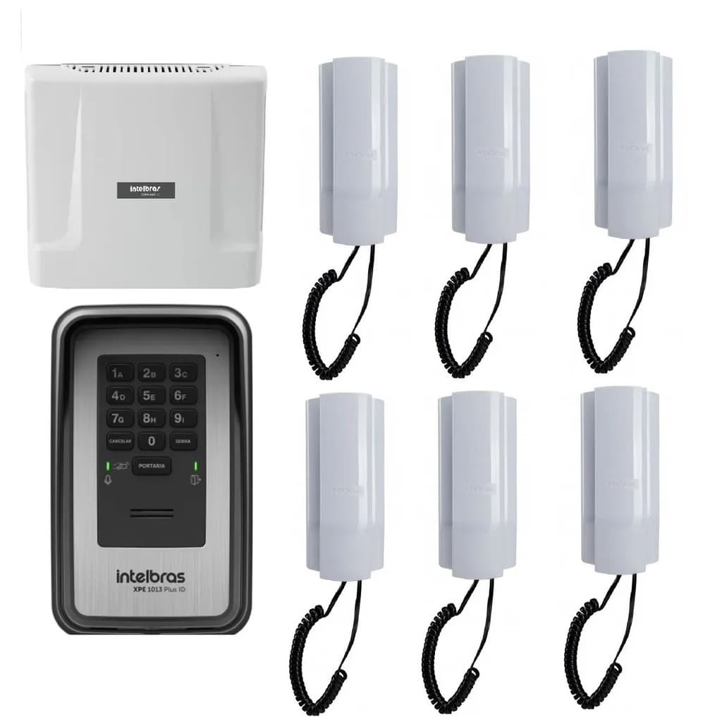 Kit Interfonia Condominial Digital Completo Intelbras Comunic 6 Pontos c/ Porteiro Eletrônico