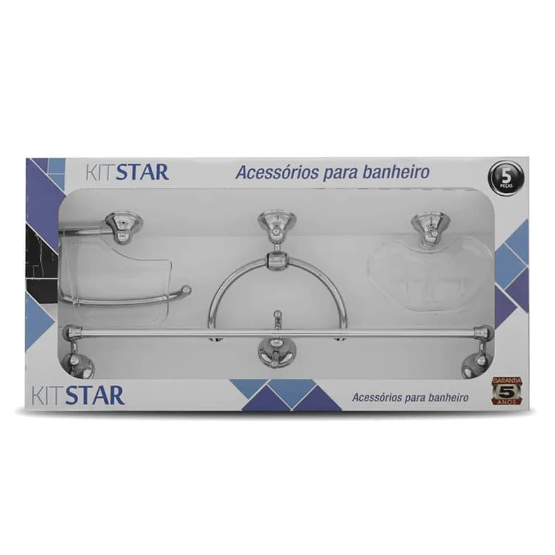 Kit Acessórios Para Banheiro Star 5 Peças Cromado