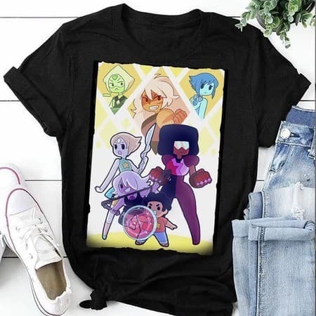 Camiseta Steven Universo Estrela - Steven Universo Pérola Garnet Amethyst Ametista ref05 font t-shirt
