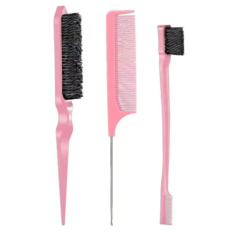 KIT PENTE SEPARADOR DE MECHA + ESCOVA BABY HAIR + ESCOVA 3 FIELIRA