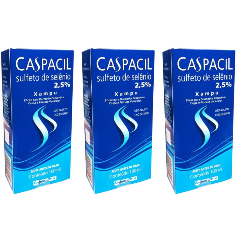 KIT COM 3 SHAMPOO CASPACIL 100ML ANTICASPA SULFETO DE SELÊNIO