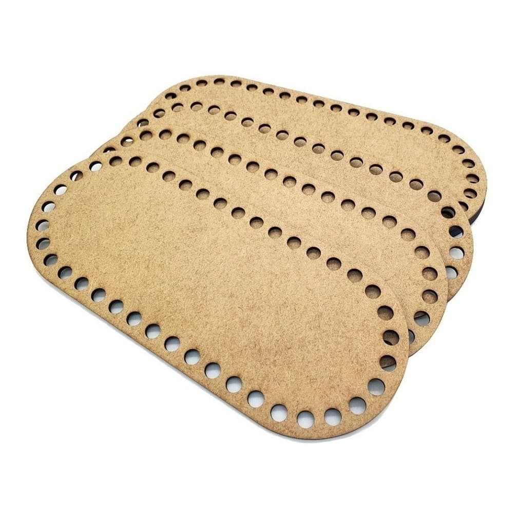 30 Fundo Base Bolsa Crochê Fio De Malha Mdf 5x15cm