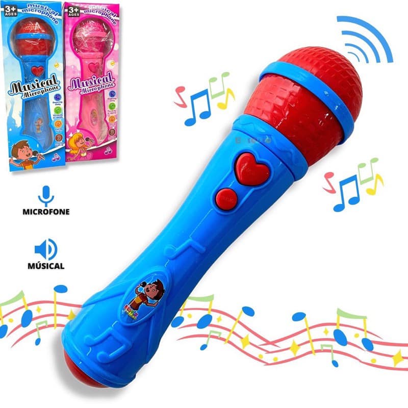 Brinquedo Microfone Infantil Com Som E Reproduz A Voz Muito Divertido
