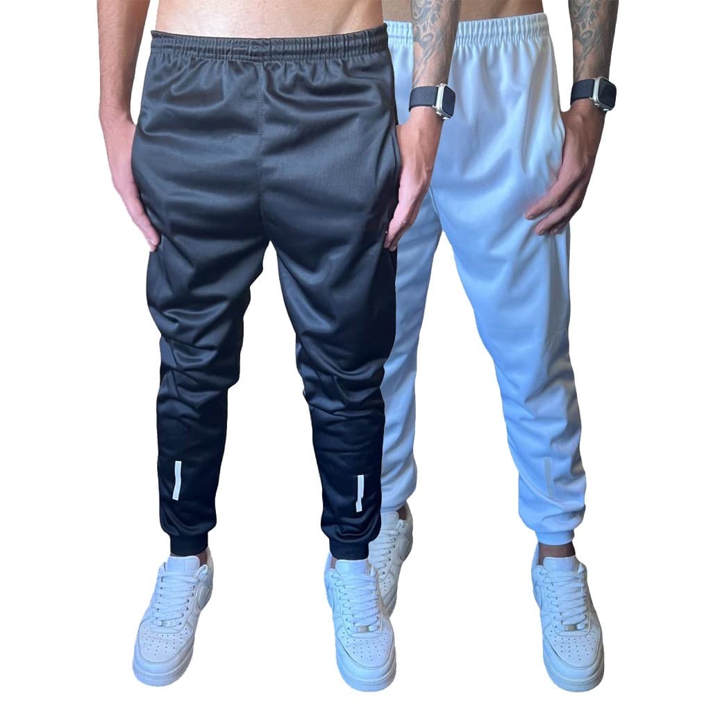Kit 02 Calças Básicas Masculinas - Lisas - Preta e Branca - Ideal Para Todas as Ocasiões