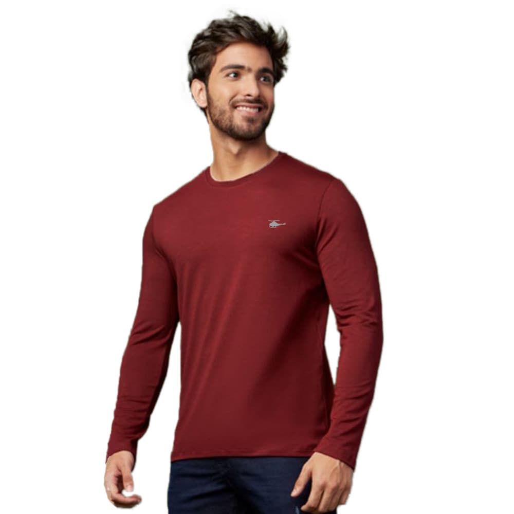 Camiseta Manga Longo Masculina Gola O Básica Sallo Premium