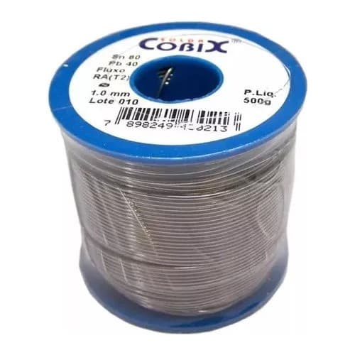 Solda De Estanho 60x40 1mm Com Fluxo Ra (t2) Rolo 500g - Cobix