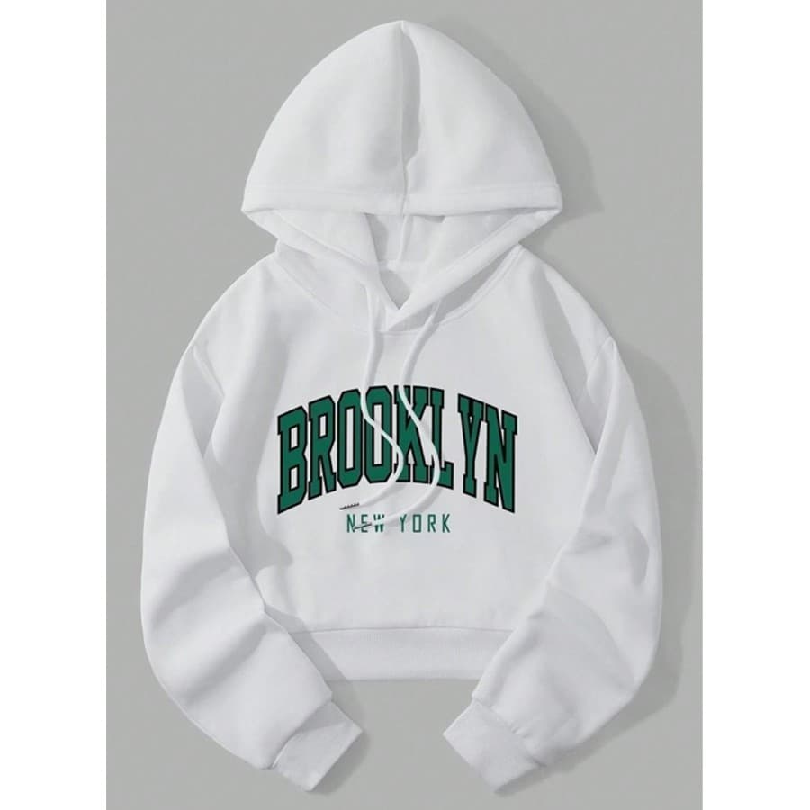 Cropped Moletom Brooklyn Tendencia Inverno Feminino Casual