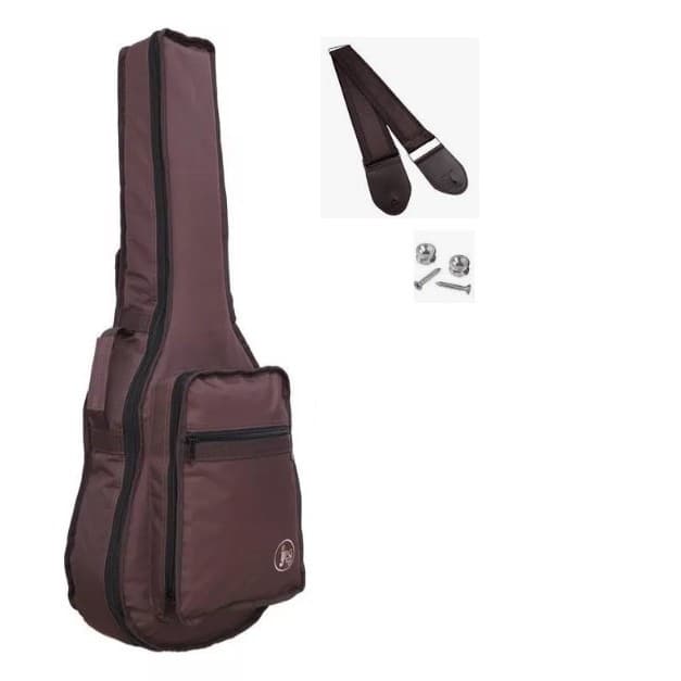 Capa Violao Folk, Bolso Cargo Marrom com Correia e Roldanas