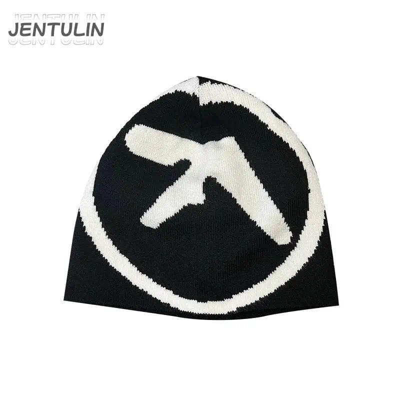 Mulher Chapéu Feijão De Tricotar Aphex Twin Caps For Men Y2k Streetwear Moda De Inverno Kpop Vintage Gótico Hip Hop