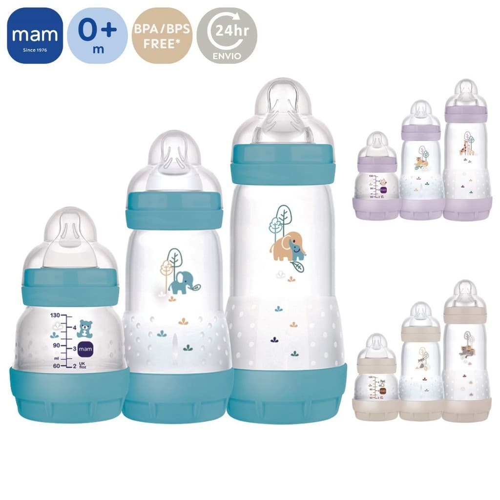 Kit 3 Mamadeiras Mam Easy Start Trio Anticólica 130ml 260ml 320ml