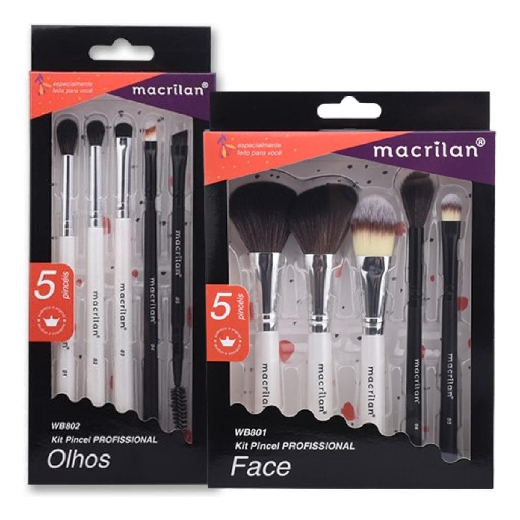 Kit 10 Pinceis Maquiagem Área dos Olhos Face Profissional Lançamento Macrilan