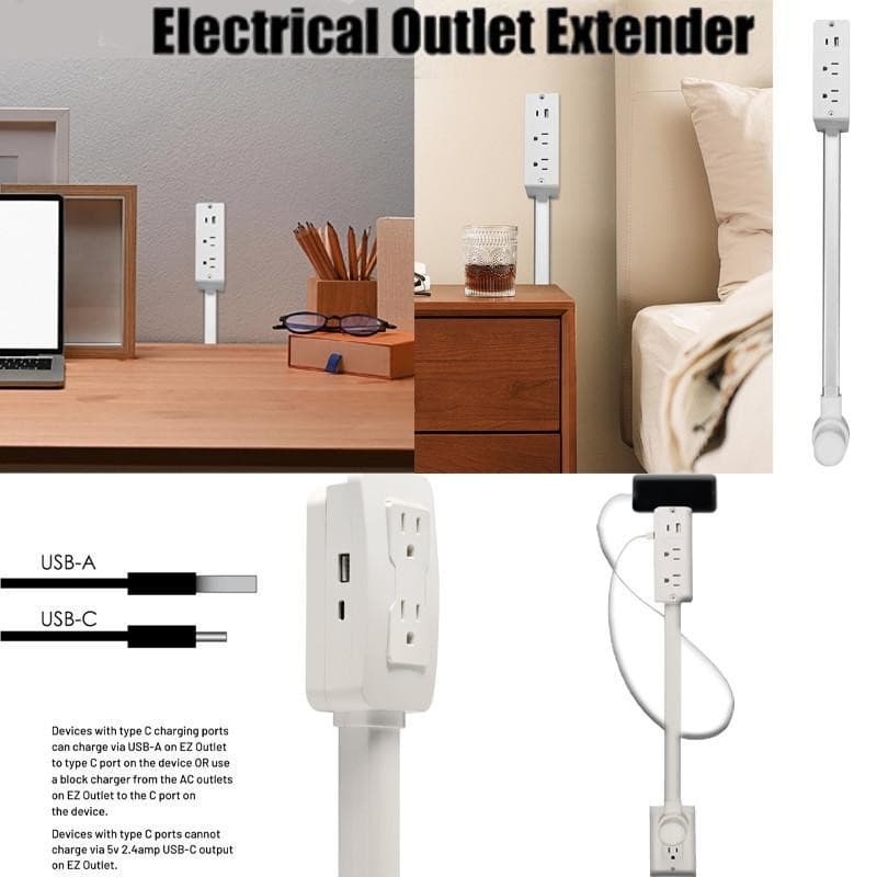 Extensor De Tomada De Parede , Altura Ajustável , Multifuncional , Elétrica , Dispositivo De Carregamento Rotativo