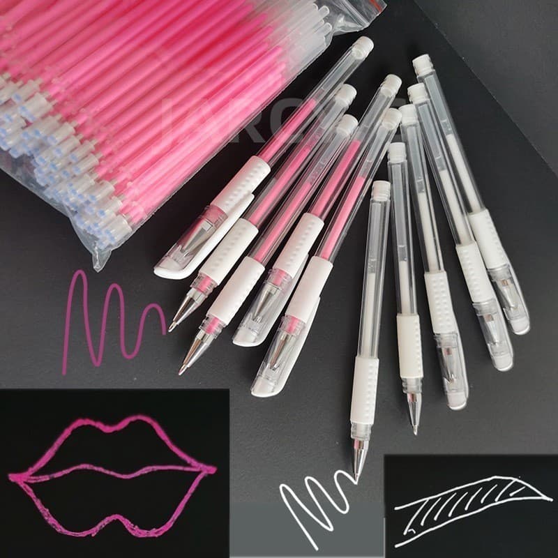 Canetas Gel Branca / Rosa para marcação de sobrancelhas micropigmentação