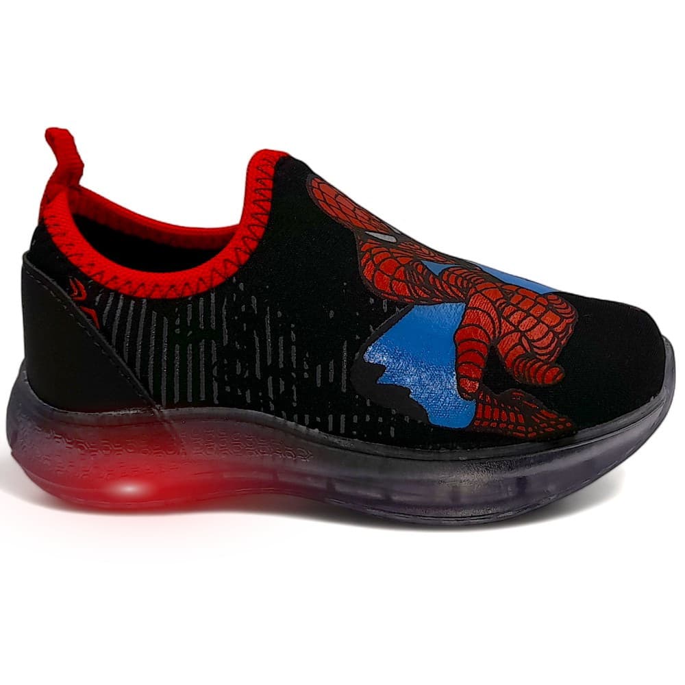 Tenis Com Luzes De Led Personagem Infantil Homem Aranha