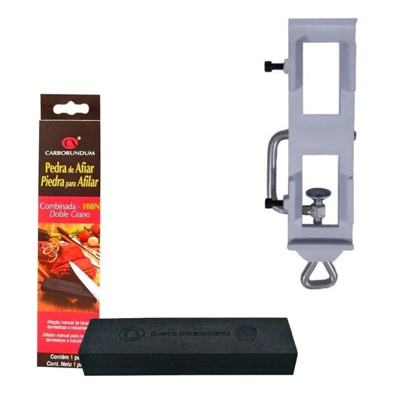 Kit Suporte De Pedra Afiar E Amolar + Pedra Carborundum 108