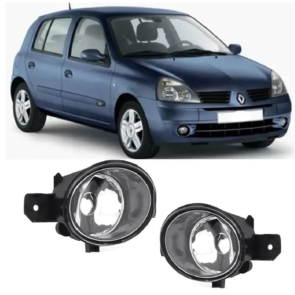 Par Farol de Milha Clio 2003 2004 2005 2006 2007 2008 2009 2010 2011 2012 - Lente de Acrílico