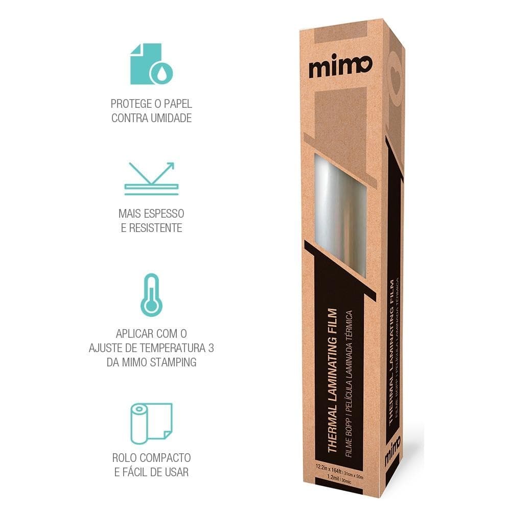 Filme BOPP Brilho Mimo 31cm x 50m 30 micras Rolo Laminação Papel - 06066 - 1, 2, 3, 4 ou 5 unidades