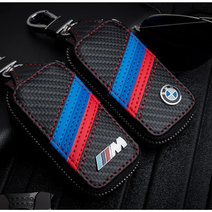 CHENGZI1PC Chaves De Carro Em Couro Com Relevo De Fibra De Carbono Porta-Casaco Para BMW M M3 M5 E60 E63 E90 E92 E93 X1 X3 X6 X5 E39 E59 E61 F01 E66