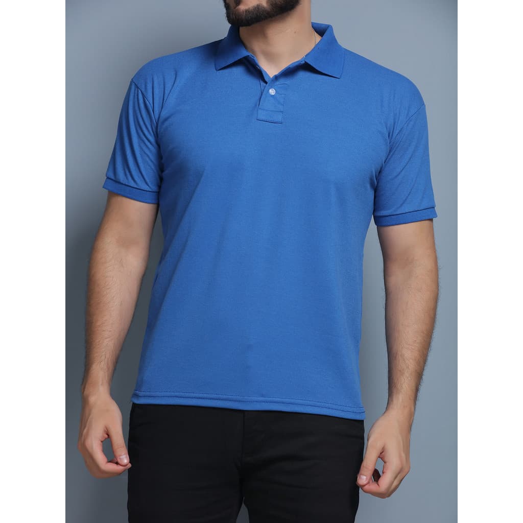 Camisa Gola Polo Masculina Camiseta  Uniforme Para Bordar, lisa Cor Azul