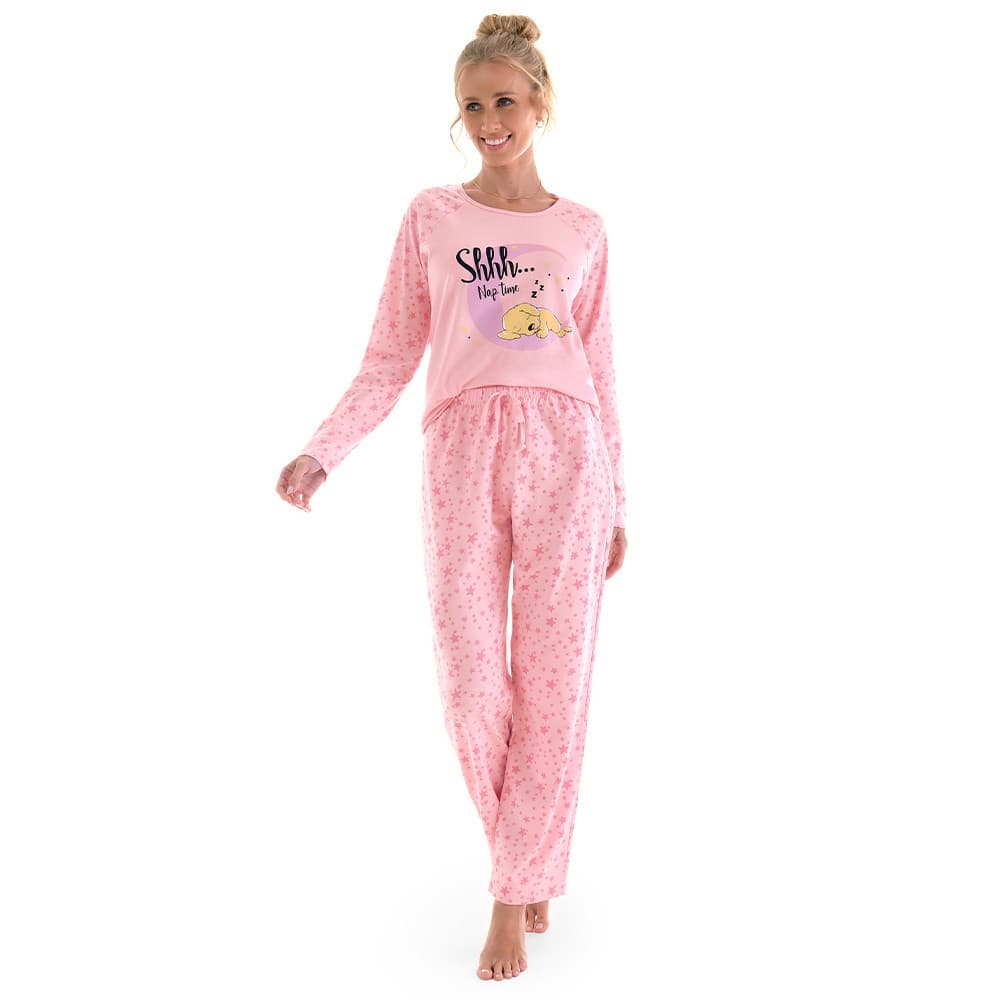 Pijama Feminino Zee Rucci Manga Longa Com Calça  Adulto
