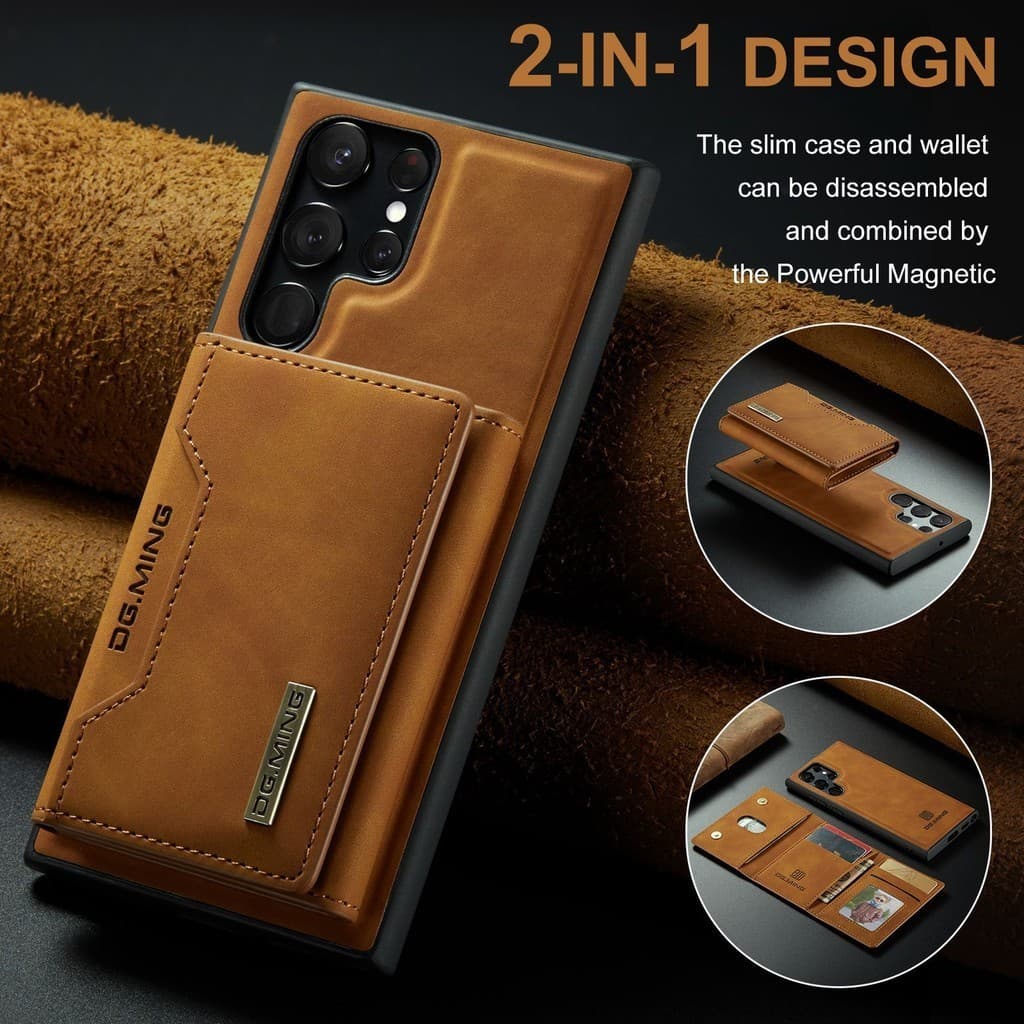 DG.MING Capa Magnética Removível Para Samsung S26 S25 S22 S23 S24 Ultra S20/S23/S21 FE Carteira De Couro PU