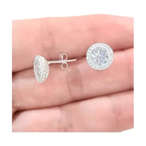 Brincos Zirconias Diamante Prata Maciça S925 Cravejado