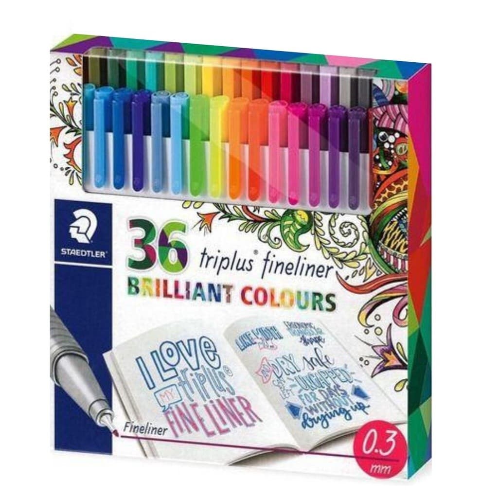 Caneta Fineliner Triplus STAEDTLER Ponta Fina 0.3mm 36 Cores colorido colorir ponta fina triangular ergonomico escolar