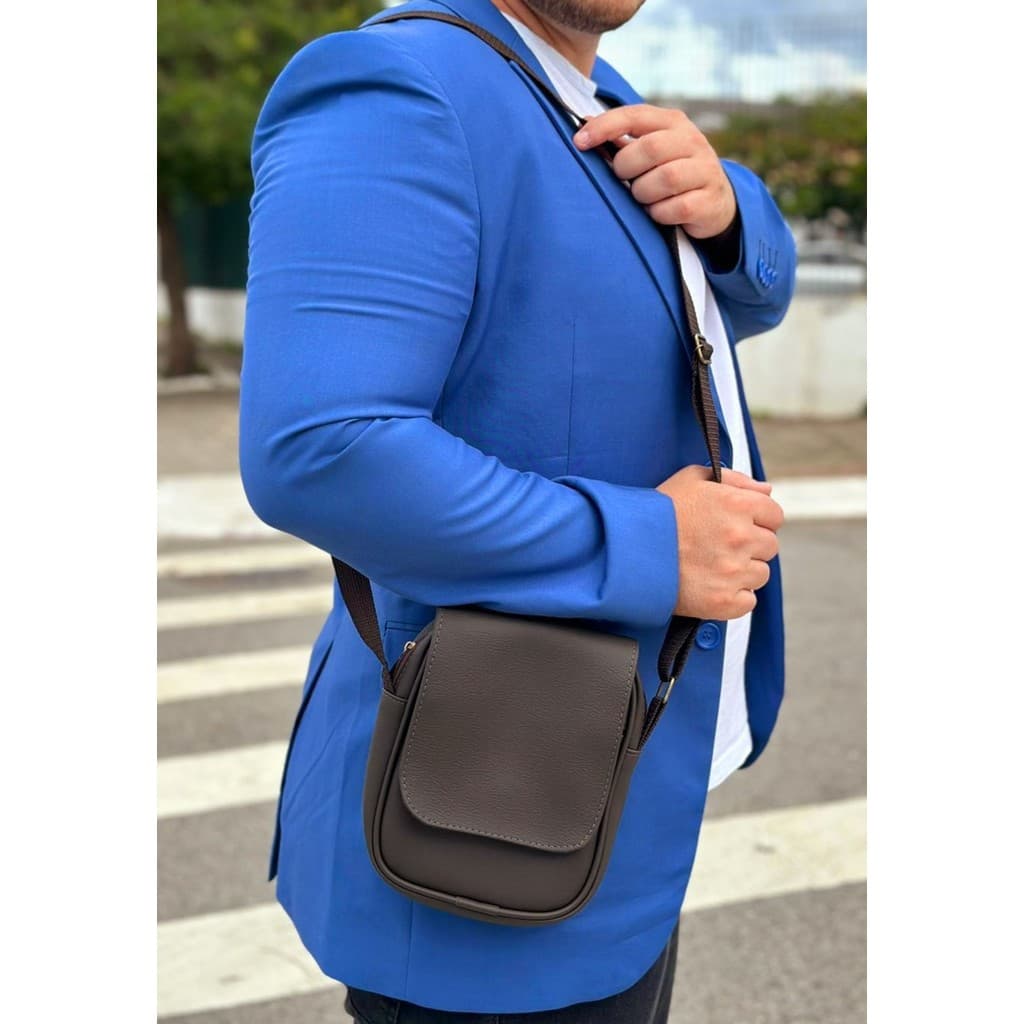 Bolsa Bag Lateral Detuli Pequena Marrom com Tampa – Compacta, Resistente e Ideal para o Dia a Dia