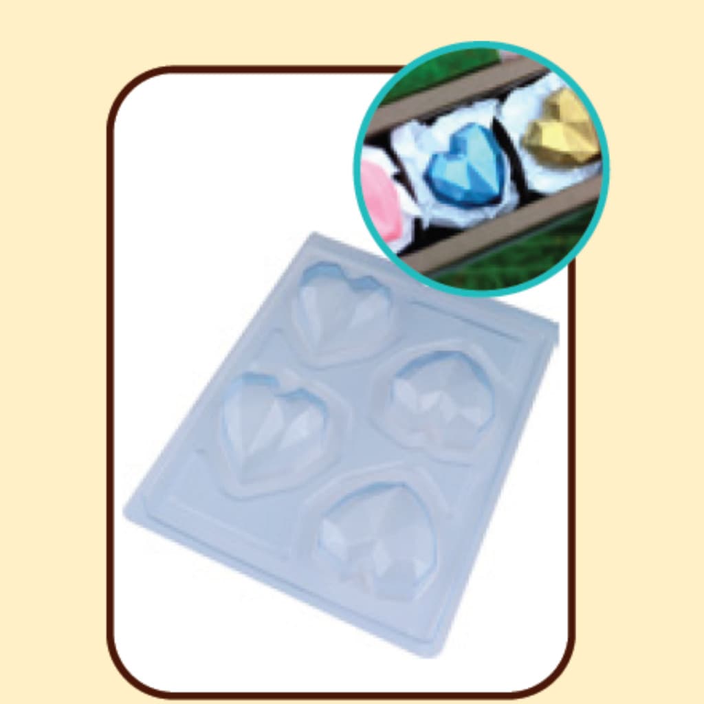 Forma com Silicone 3 partes para Chocolate Coração Diamante 65g - Forma para chocolate - Forma para Chocolate