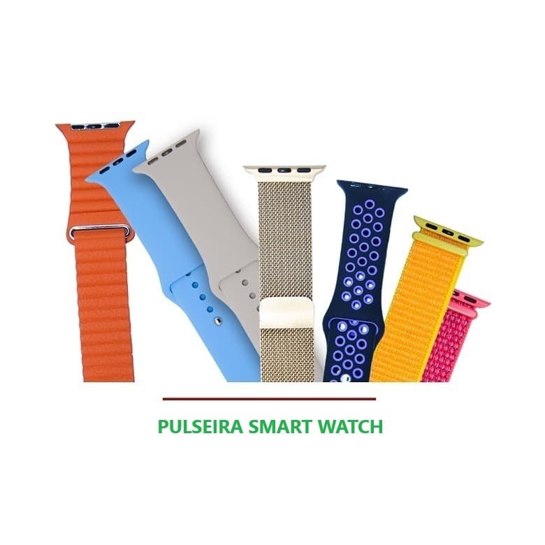 Pulseira smartwatch couro sintetico relógio inteligente 38 40 41MM e 42 44 45 49MM compativel com apple iwhatch