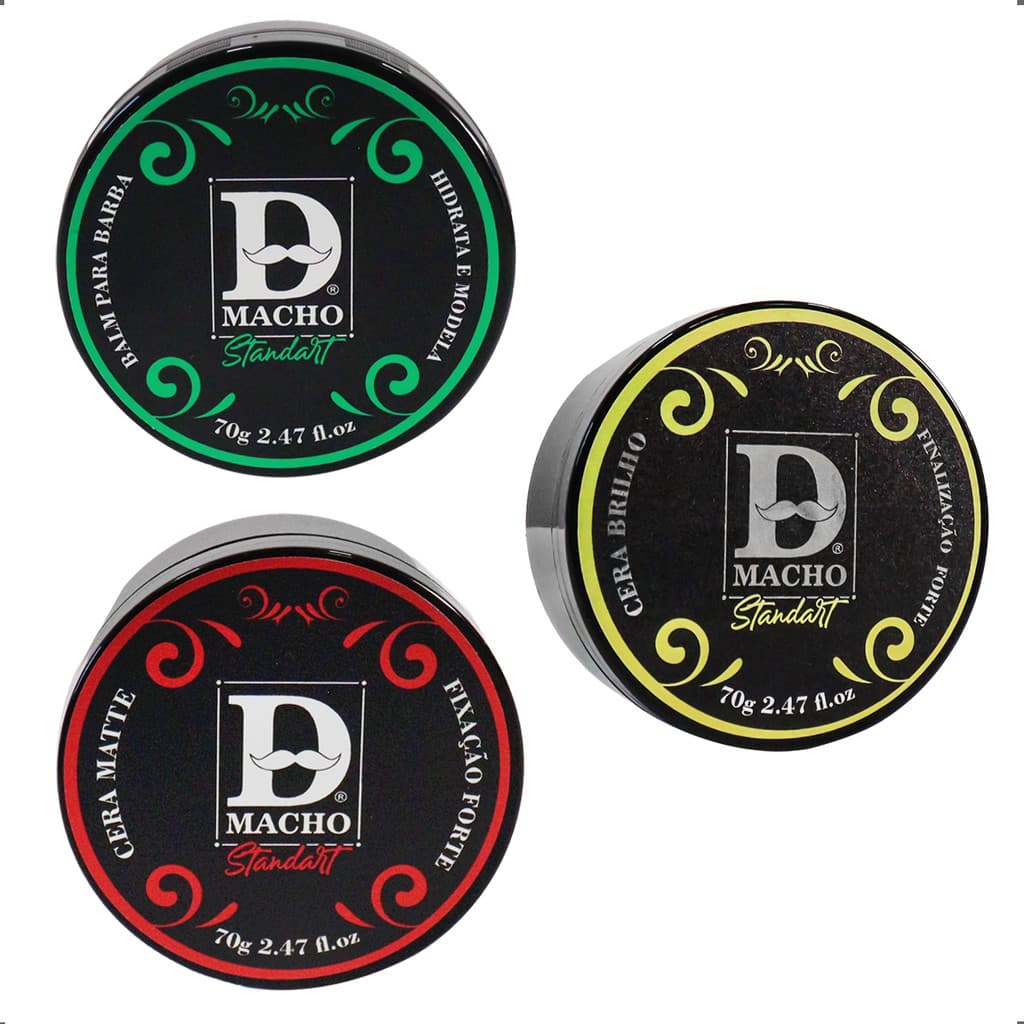 Kit Dia dos pais Estilo Masculino 3 Pomadas modeladora com Aroma de Malbec fixação Forte efeito brilho premium