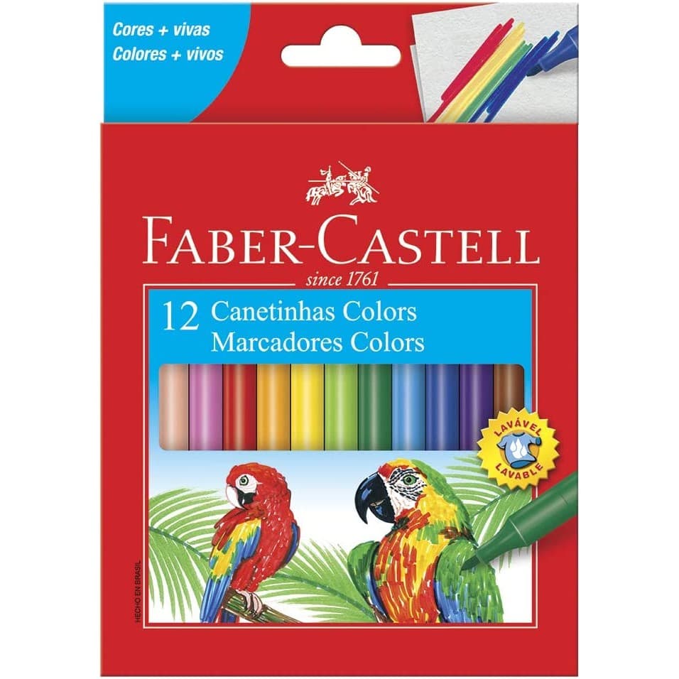 Kit 2 Caixas 12 Canetinha 12 Cores Colors Faber-Castell