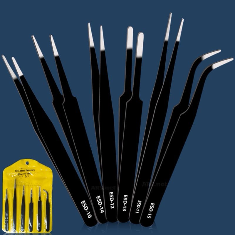 Kit Conjunto 6 Pinças Antiestáticas Eletro Eletronica Joalheria Artesanato