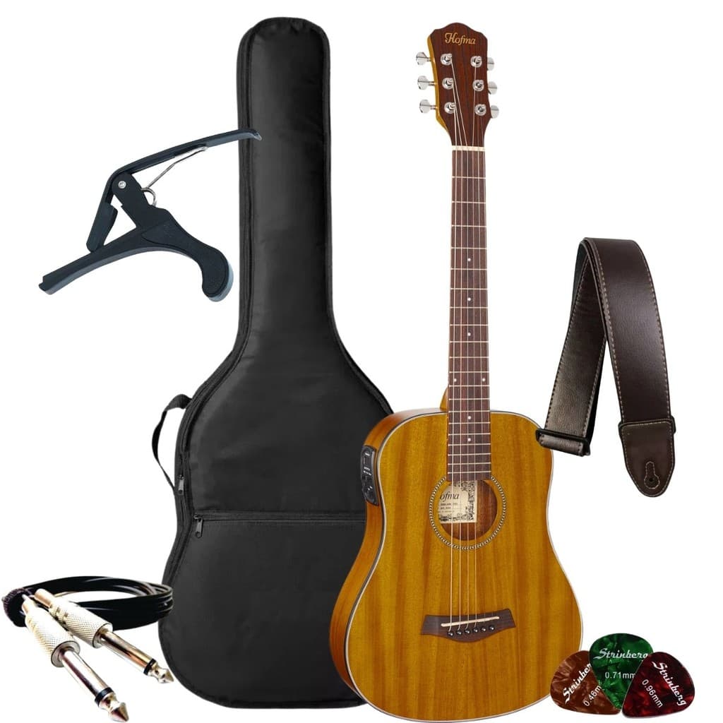 Kit Violão Eletroacústico Hofma Folk Baby HBB34 Fosco + Acessórios