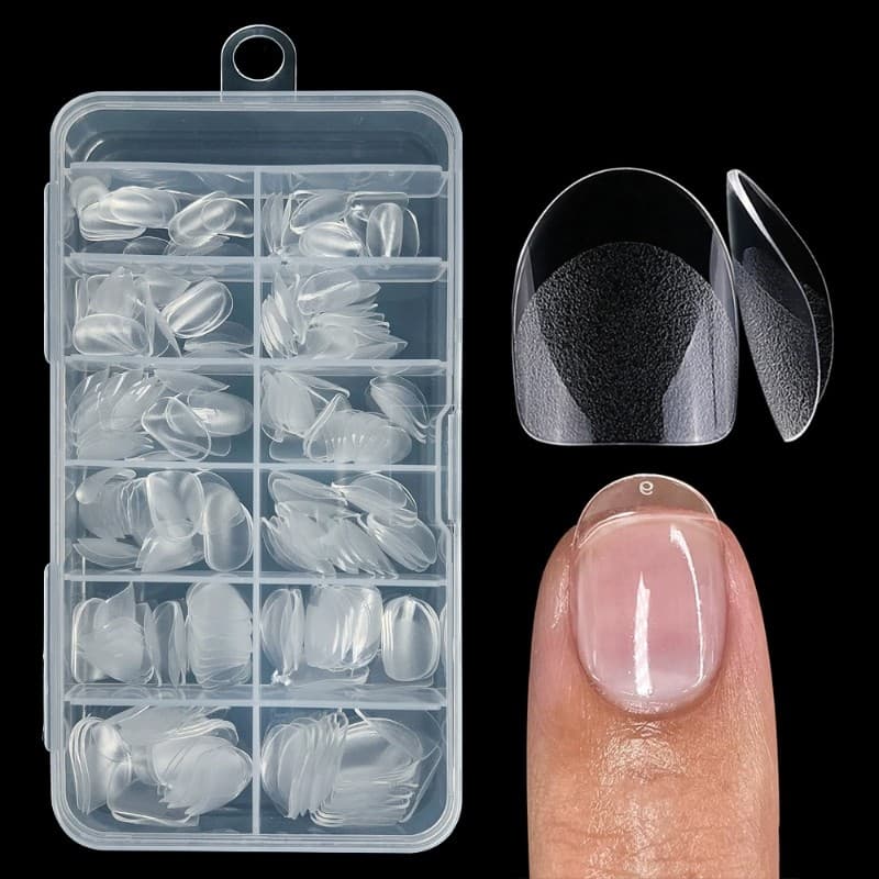 120 Pçs Pontas De Unhas Ovais Curtas Pré-Formato Redondo Cobertura Completa Metade Fosco Falsas Gel Macio Acrílico Dicas