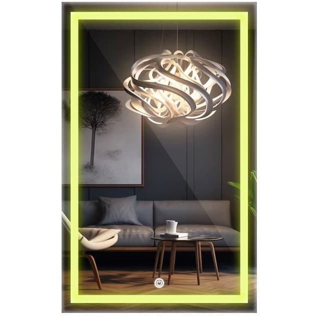 Espelho Retangular Jateado com Led 90X70 cm Lapidado Decoração de Salão Maquiagem