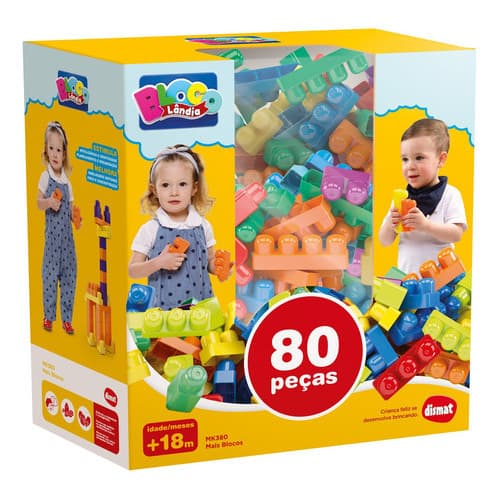 Brinquedo De Blocos De Montar E Encaixar Blocolândia 80peças - Dismat