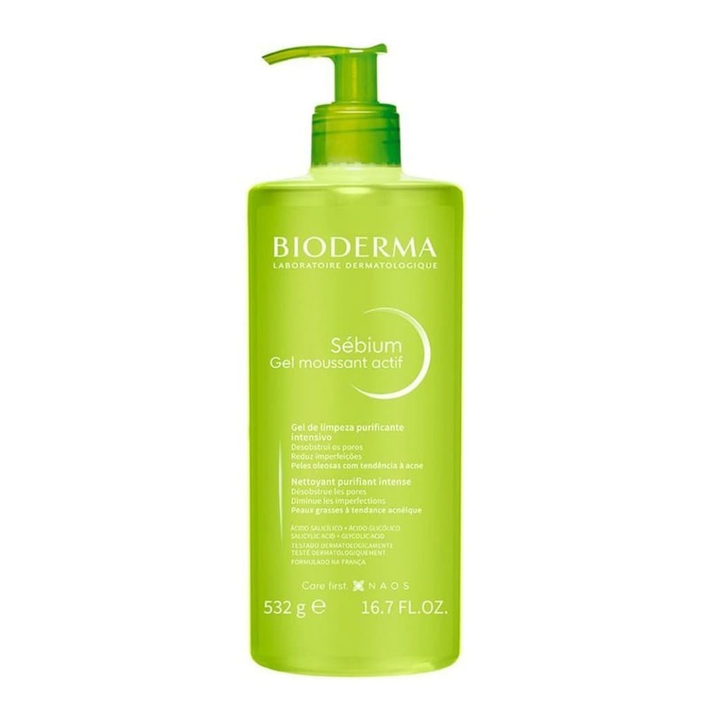 Bioderma Sébium Gel Moussant Actif Gel de Limpeza Verde 532g