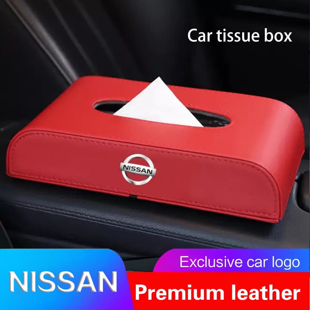 CHENGZILeather Porta Caixas De Lenços De Papel Para Carros Nissan Grand Livina X-trail Navara Almera Sentra Sylphy Qashqai GTR