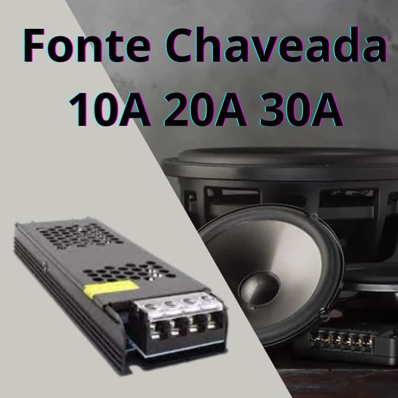 Fonte Chaveada Slim 12V Bivolt – 5A, 10A, 20A e 30A – 120W a 360W – Preta