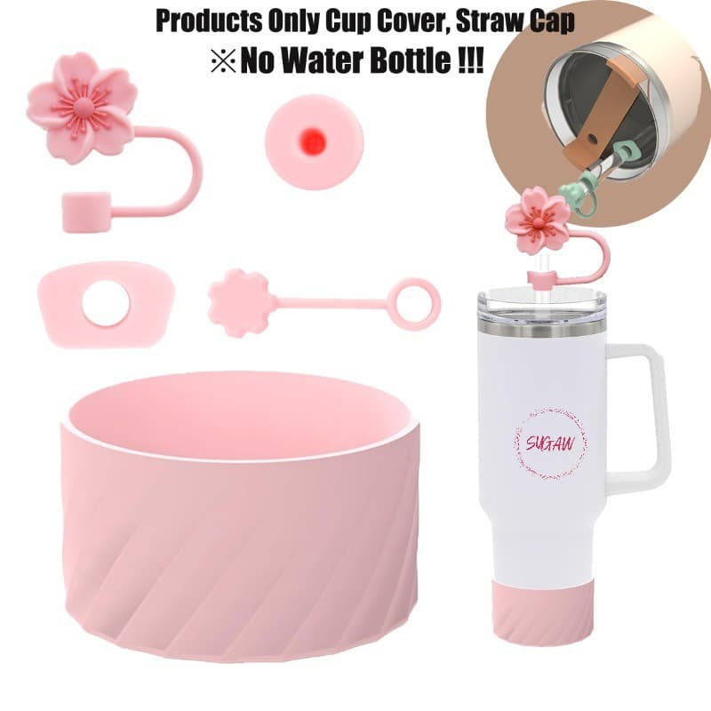 Conjunto Capa Protetor De Silicone Garrafa D ' Água, Tampa De canudo de 10mm, Bota De Garrafa de água de Silicone