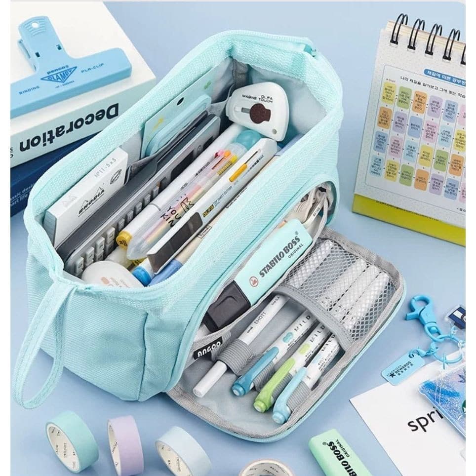 Estojo De Lápis De Grande Capacidade Com Zíper/Estojo Box/Estojo Escolar/Papelaria