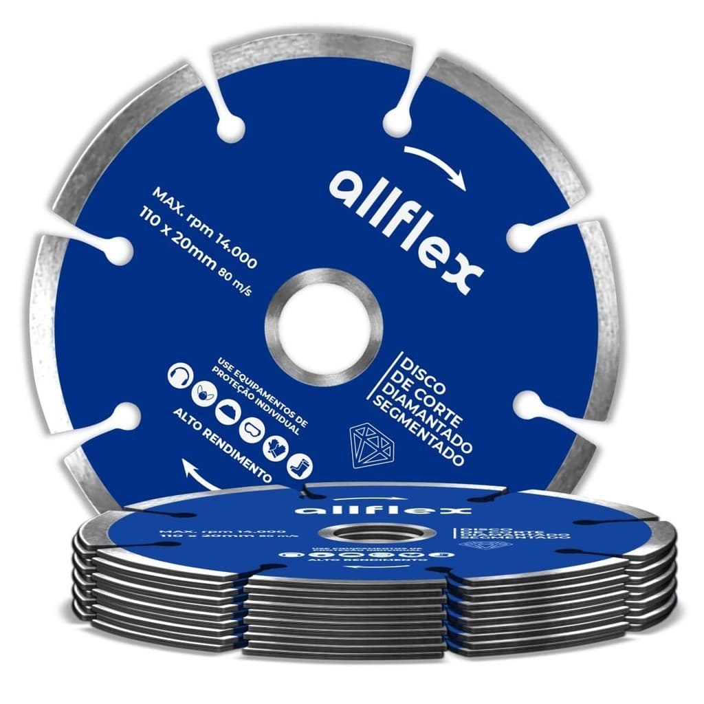 Kit 10 Discos Diamantado allflex Segmentado 110MMx20MM