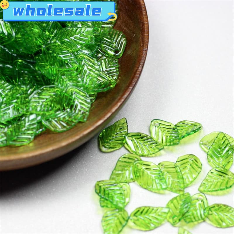 100Pcs Acrílico Verde Folha De Contas Acrílicas Pingente Bijuteria Acessórios De Moda Materiais Para Brincos Ornamento