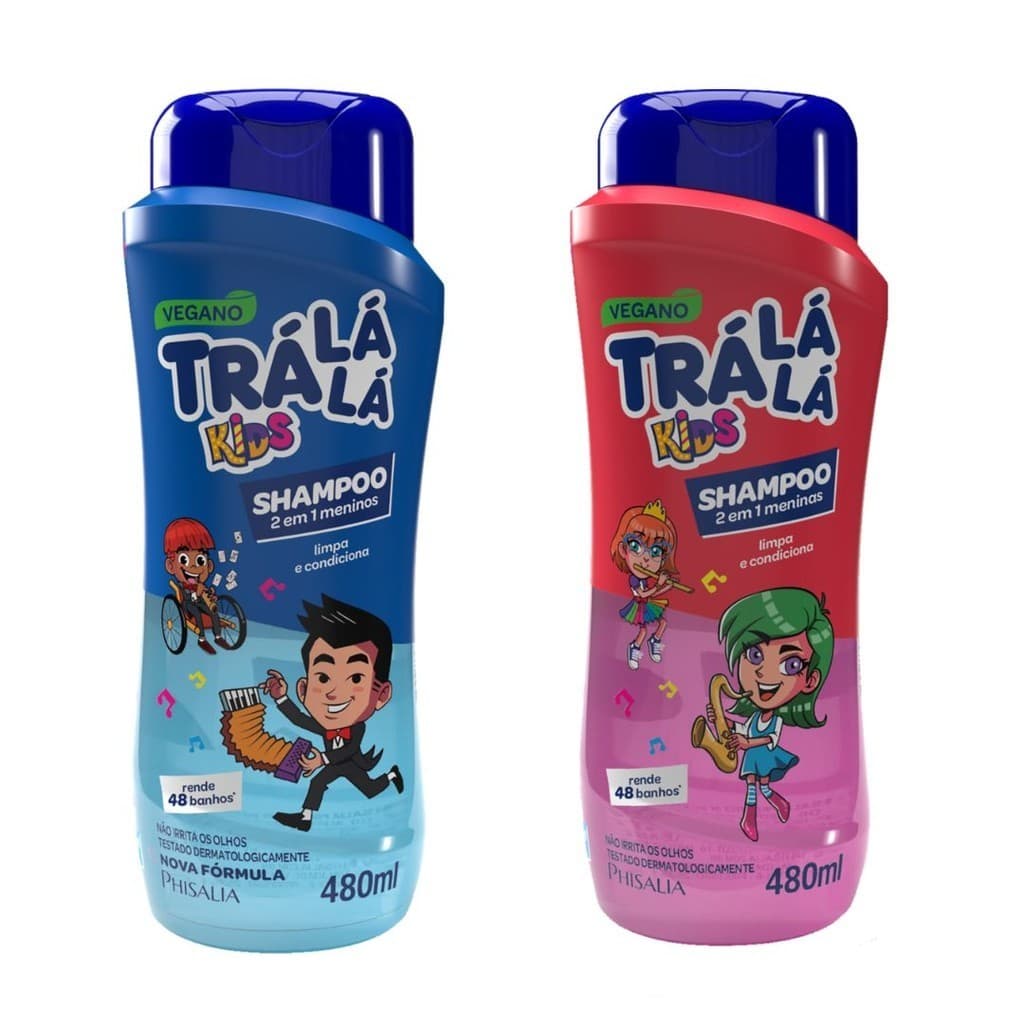 Shampoo Infantil Trá Lá Lá Kids 2em1 480ml Meninas e Meninos