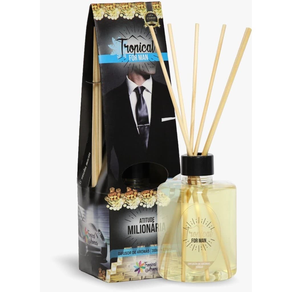 Difusor de Luxo Aromatizador Ambiente For Man Atitude Milionária 350ml Tropical Aromas