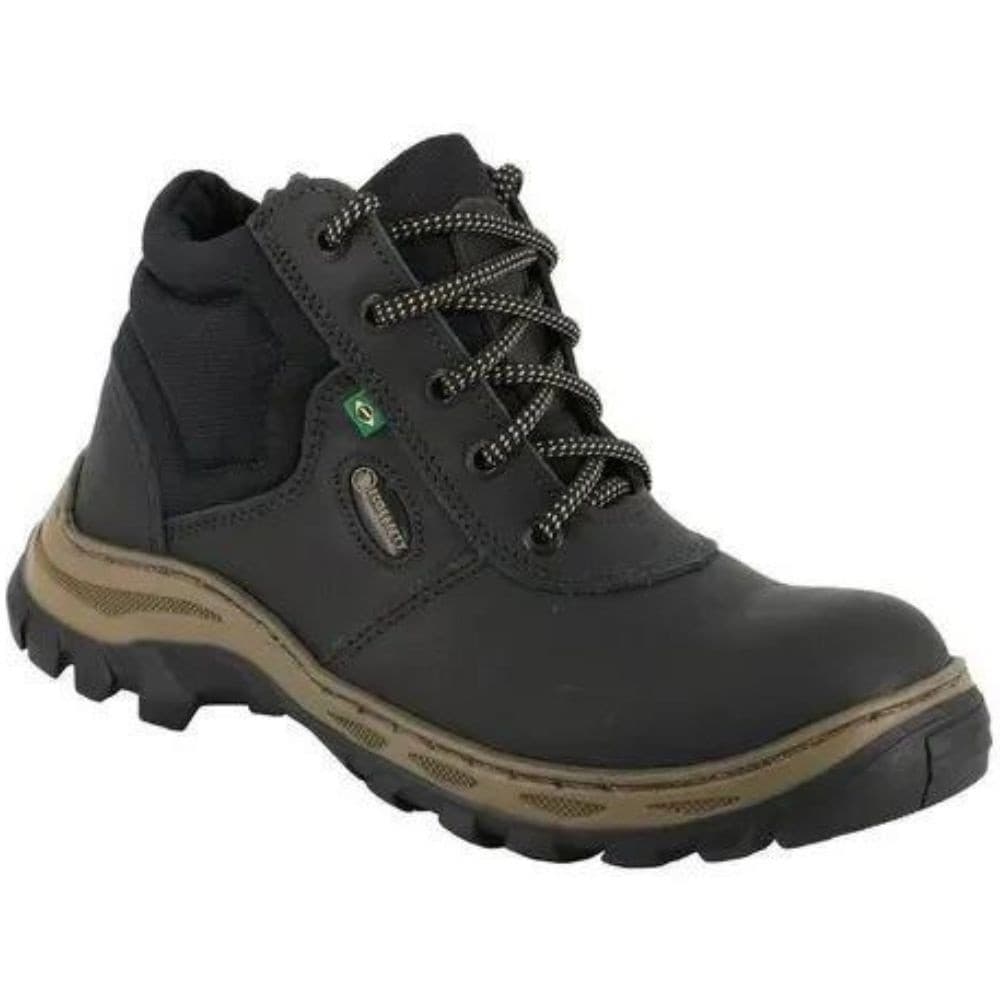 Botina Segurança C.a Ecosafety Bico Pvc Couro Liso Preto 195