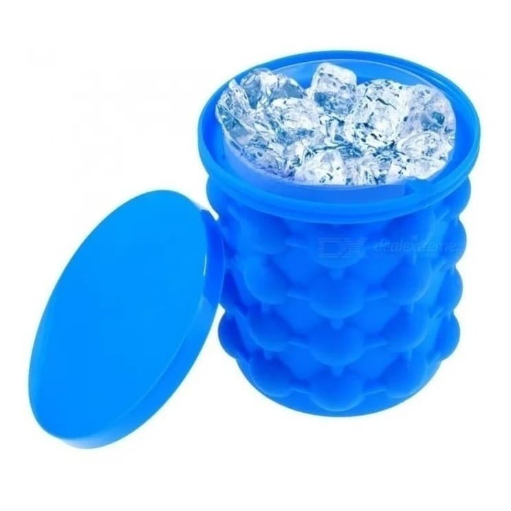 Balde Forma Gelo Silicone Faz 40 a 120 Cubos